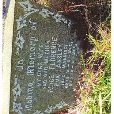 ANSLEY Alice Florence Eva nee MANNING 1900-1968