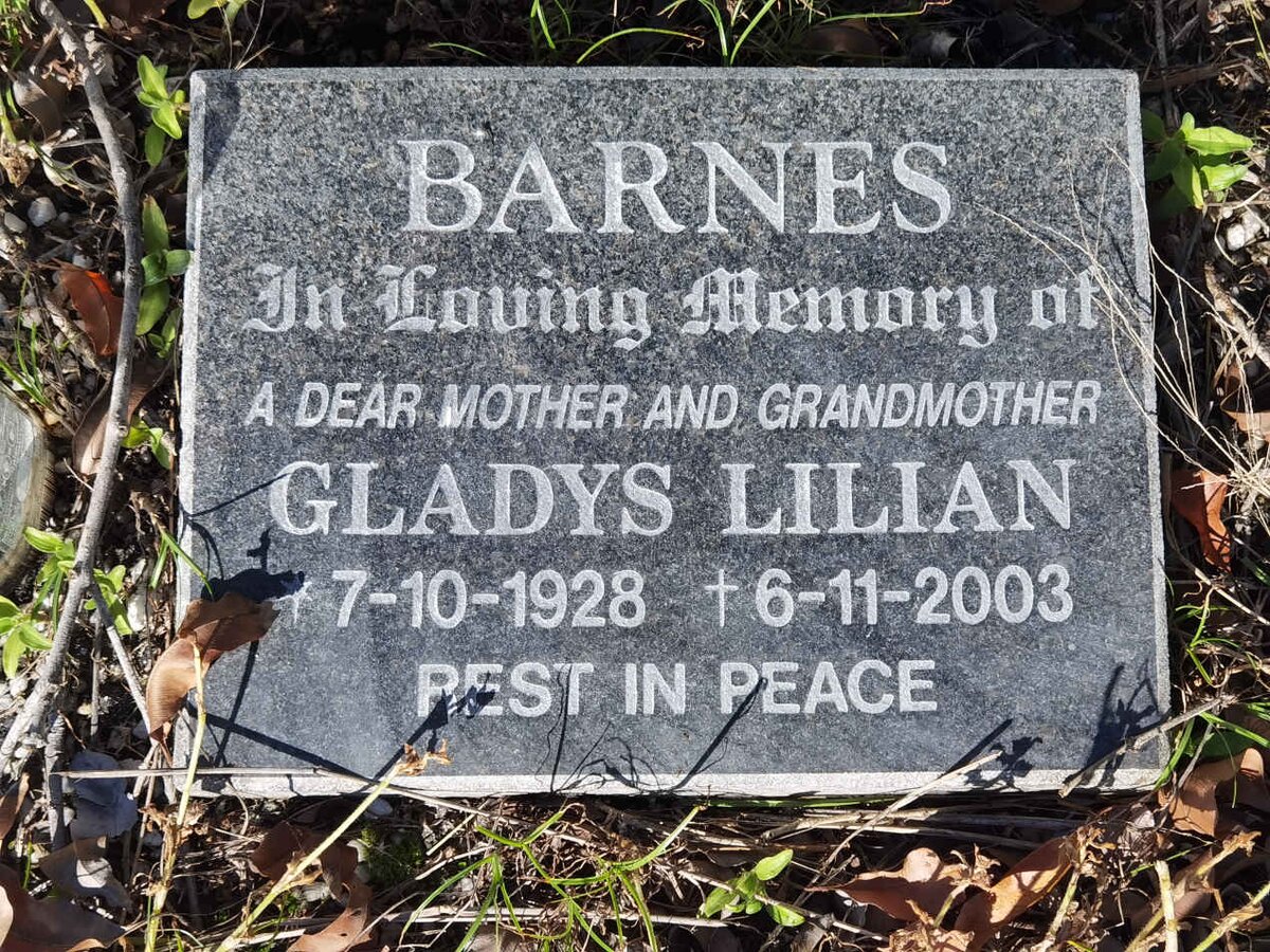 BARNES Gladys Lilian 1928-2003