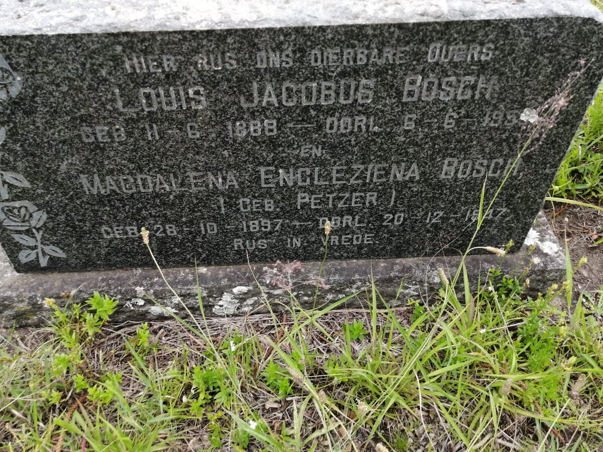 BOSCH Louis Jacobus 1888-195? &amp; Magdalena Engleziena PETZER 1897-1947