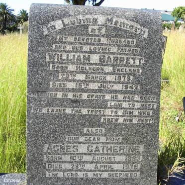 BARRETT William 1879-1942 &amp; Agnes Catherine 1883-1976