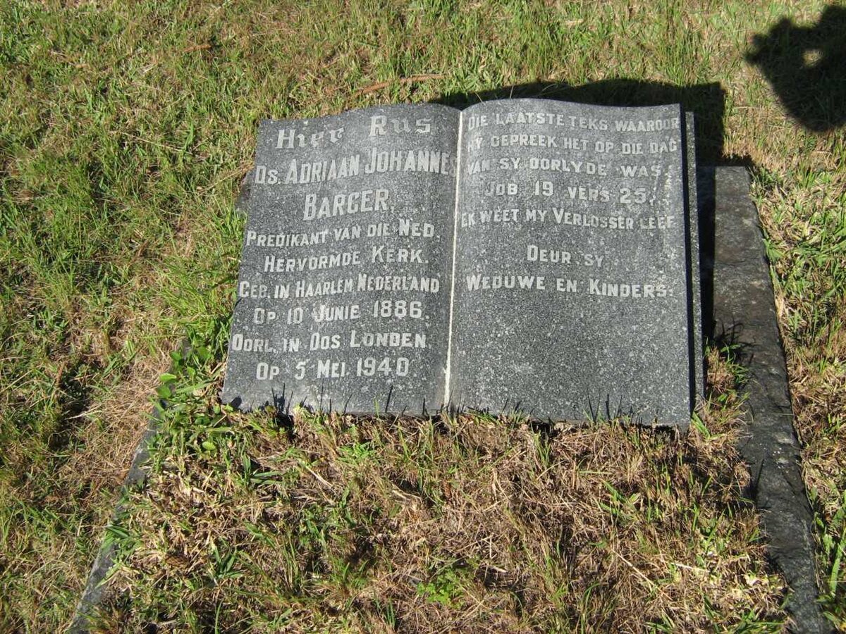 BARGER Adriaan Johannes 1886-1940