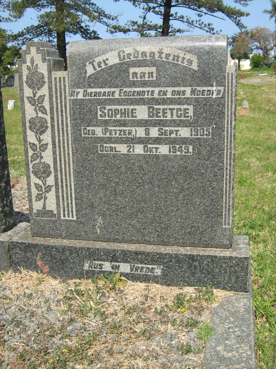 BEETGE Sophie nee PETZER 1905-1949