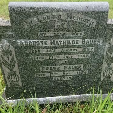 BAUER Franz -1954 &amp; Auguste Mathilde 1852-1942