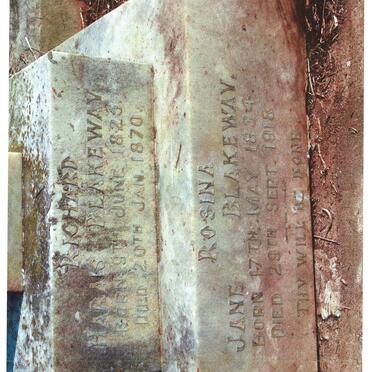 BLAKEWAY Richard Harais 1825-1870 &amp; Rosina Jane 1834-1918