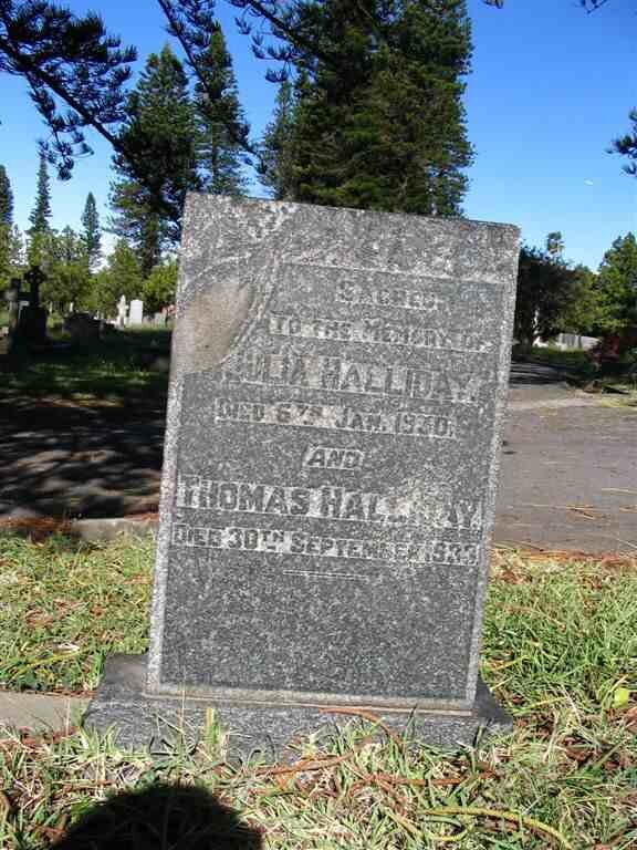 HALLIDAY  Thomas -1933 &amp; Julia -1930