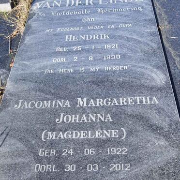 LINDE Hendrik, van der 1921-1990 &amp; Jacomina Margaretha Johanna 1922-2012