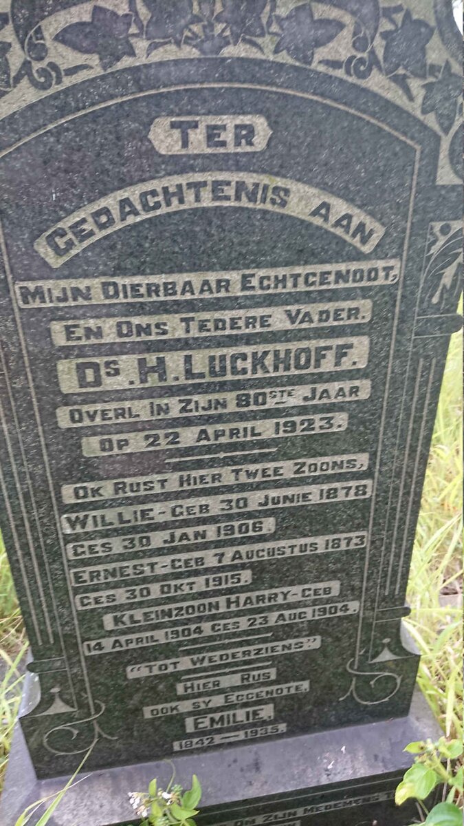 LUCKHOFF H. -1923 &amp; Emilie 1842-1935  :: LUCKHOFF Willie 1878-1906 :: LUCKHOFF Ernest 1873-1915
