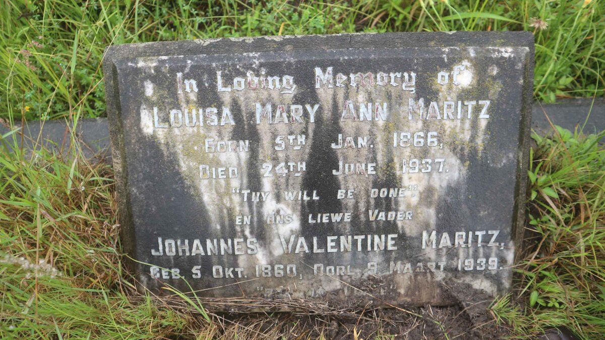 MARITZ Johannes Valentine 1860-1939 &amp; Louisa Mary Ann 1866-1937
