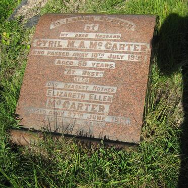 McCARTER Cyril M.A. -1939 &amp; Elizabeth Ellen -1961