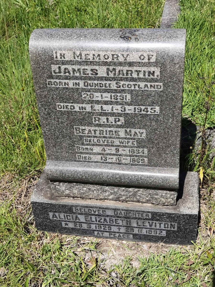 MARTIN James 1851-1945 &amp; Beatrice May 1894-1969 :: LEVITON Alicia Elizabeth 1928-1982