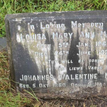 MARITZ Johannes Valentine 1860-1939 &amp; Louisa Mary Ann 1866-1937