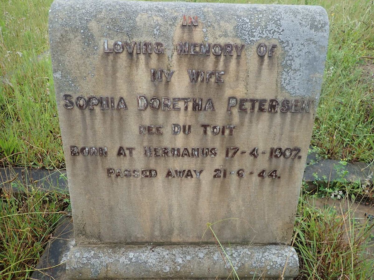 PETERSEN Sophia Doretha nee Du TOIT 1907-1944