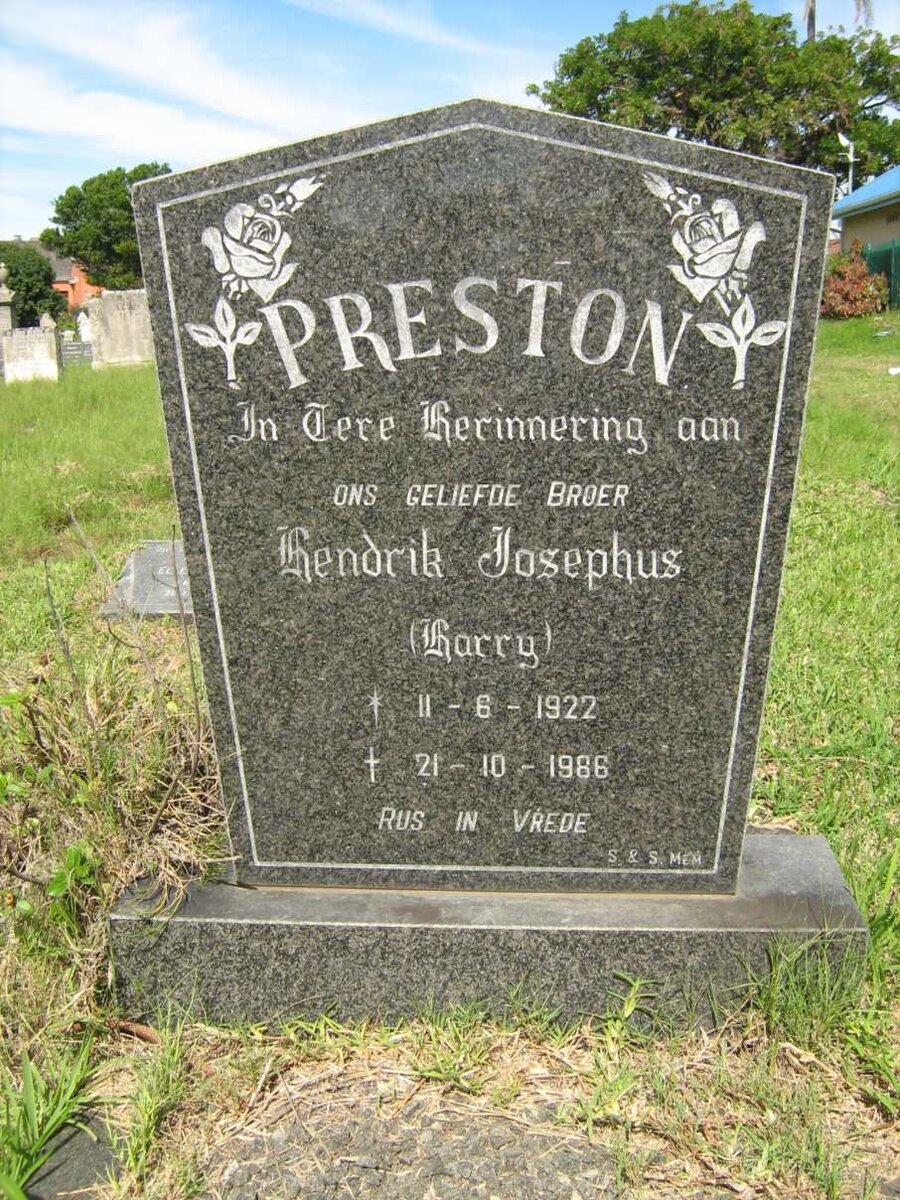 PRESTON Hendrik Josephus 1922-1986