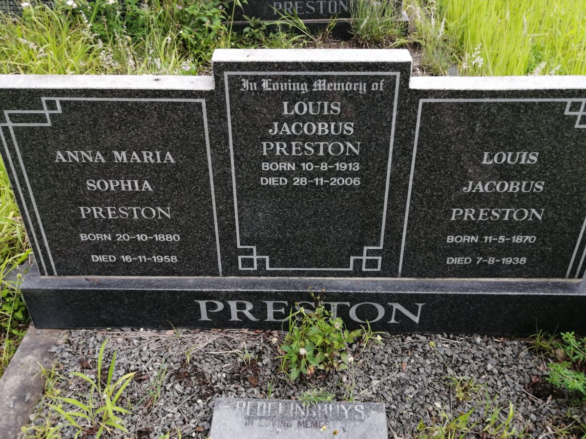 PRESTON Louis Jacobus 1870-1938 &amp; Anna Maria Sophia 1880-1958 :: PRESTON Louis Jacobus 1913-2006