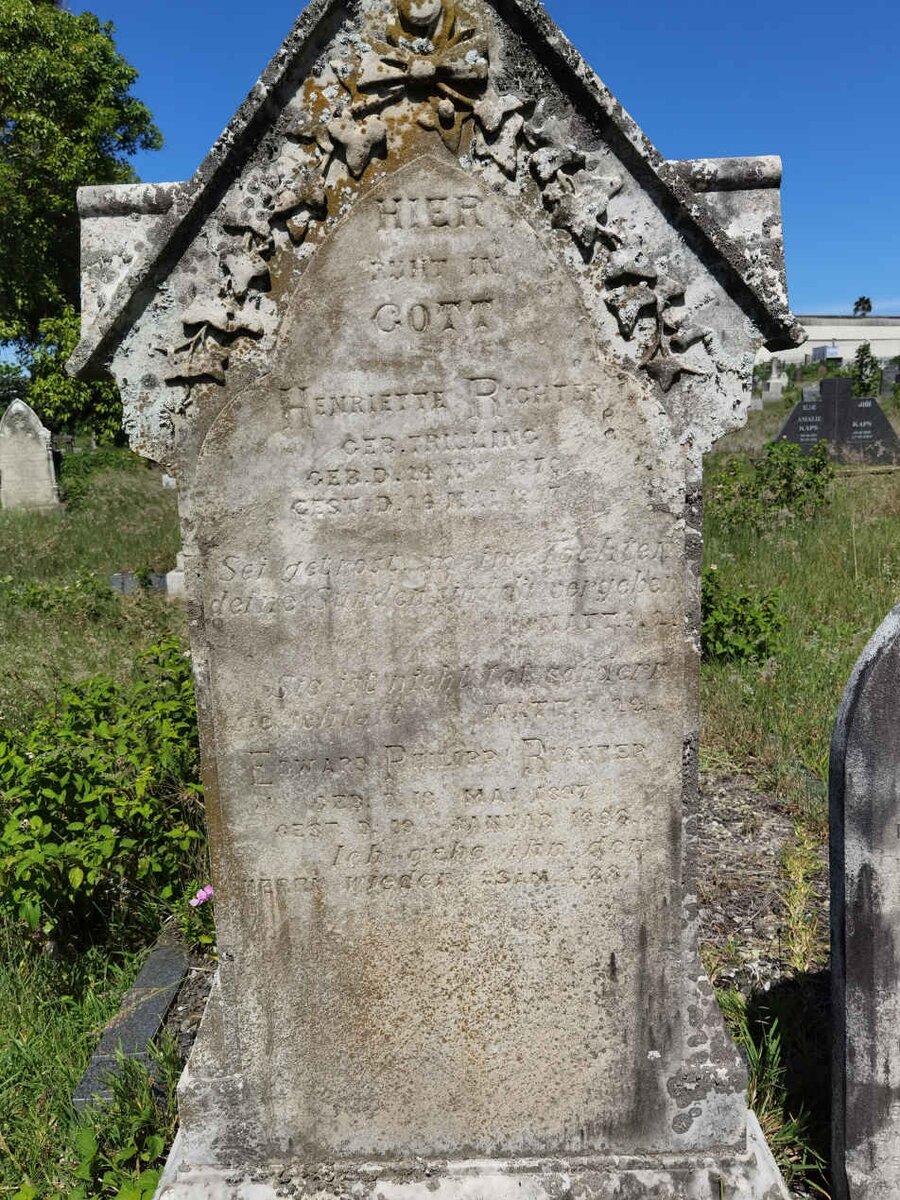 RICHTER Henriette nee TRILLING 1876-1897 :: RICHTER Edward Phillip 1897-1898