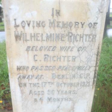 RICHTER Wilhelmine -1921