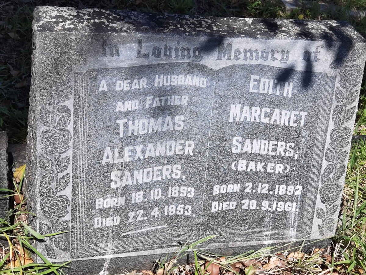 SANDERS Thomas Alexander 1893-1953 &amp; Edith Margaret BAKER 1892-1961