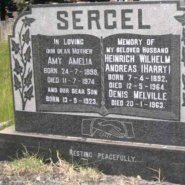 SERGEL  Amy Amelia 1898-1974  :: SERGEL Heinrich Wilhelm Andreas  1892-1964 :: SERGEL Denis Melville 1923-1963