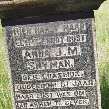 SNYMAN Anna J.M. nee ERASMUS