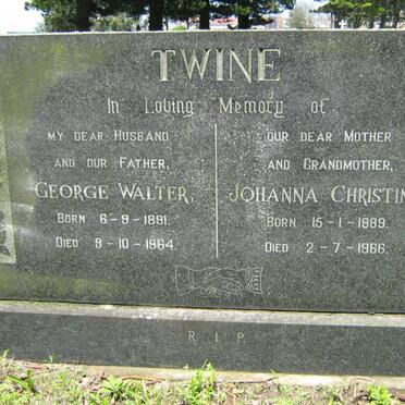 TWINE George Walter 1891-1964 &amp; Johanna Christina 1889-1966