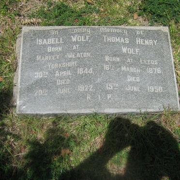 WOLF Thomas Henry 1876-1950 &amp; Isabel 1844-1922 