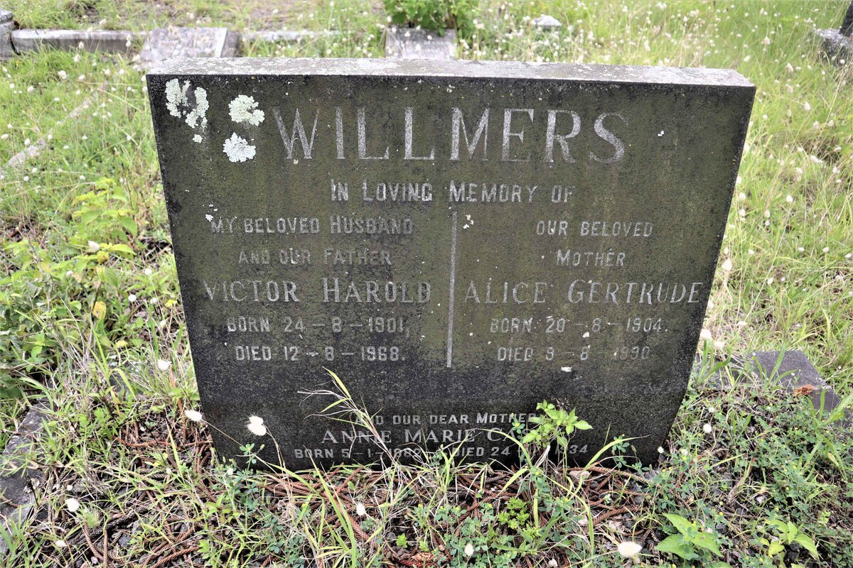 WILLMERS Victor Harold 1901-1968 &amp; Alice Gertrude 1904-1990 :: CAS? Annie Marie 1882-1934