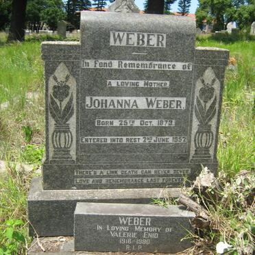 WEBER Johanna 1873-1952 :: WEBER Valerie Enid 1918-1980