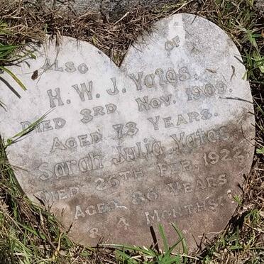 YATES H.W.J. -1909 &amp; Sarah Julia -1922