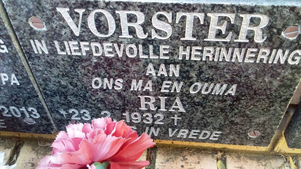 VORSTER Ria 1932-