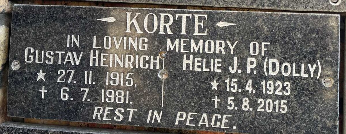 KORTE Gustav Heinrich 1915-1981 &amp; Helie J.P. 1923-2015