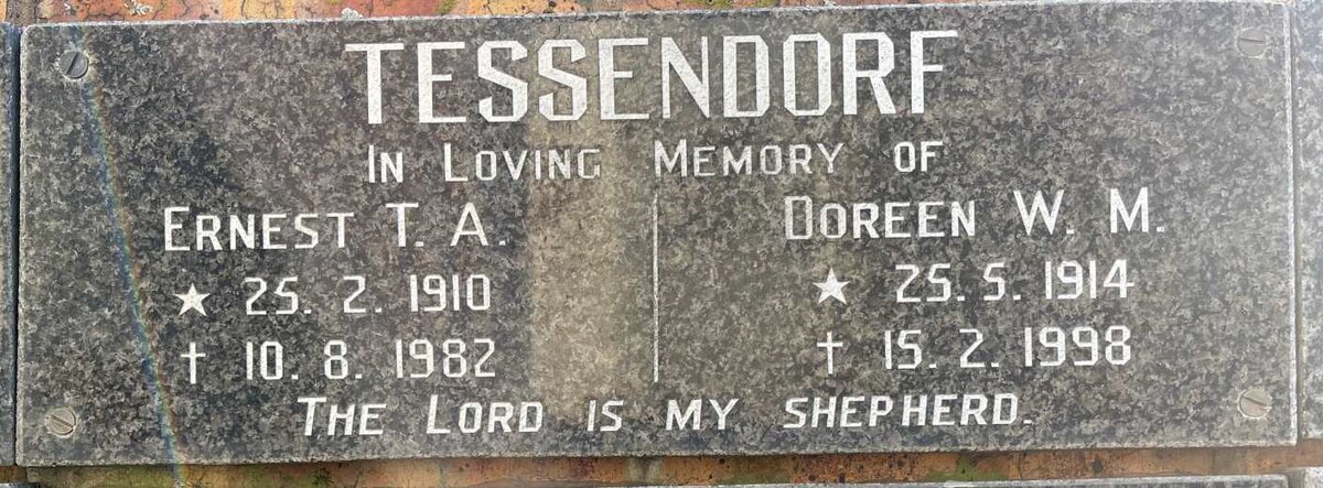 TESSENDORF Ernest T.A. 1910-1982 &amp; Doreen W.M. 1914-1998