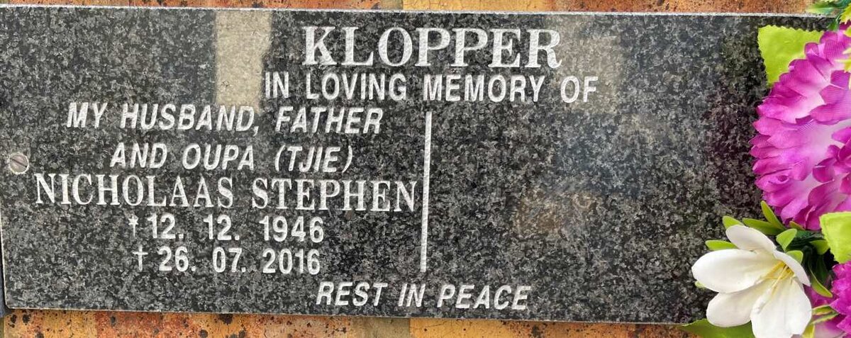 KLOPPER Nicholaas Stephen 1946-2016