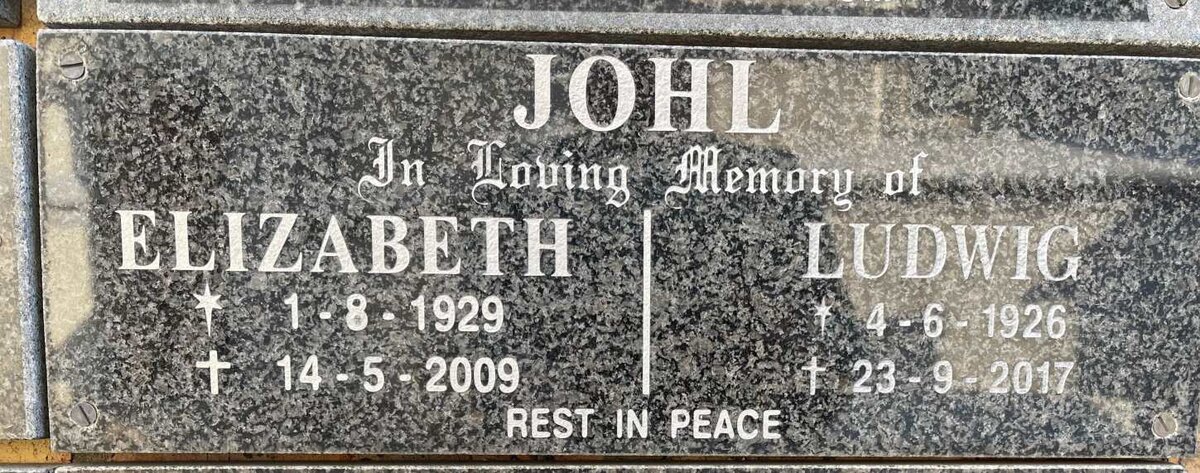 JOHL Ludwig 1926-2017 &amp; Elizabeth 1929-2009