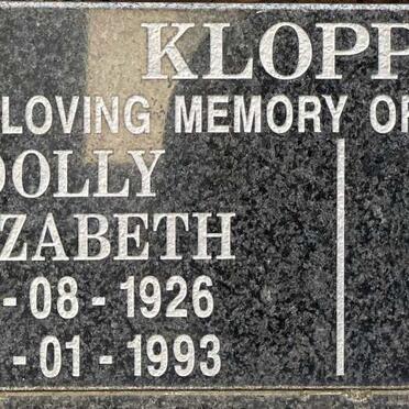 KLOPPER Johannes Freddie 1923-2013 &amp; Dolly Elizabeth 1926-1993