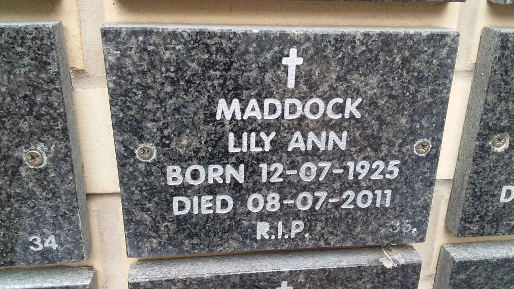 MADDOCK Lily Ann 1925-2011