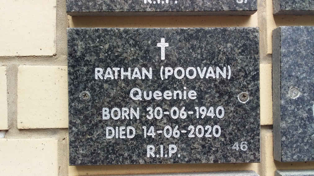 RATHAN Queenie 1940-2020