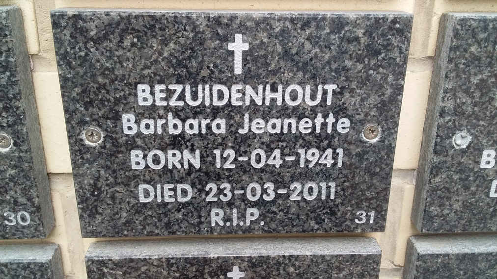 BEZUIDENHOUT Barbara Jeanette 1941-2011