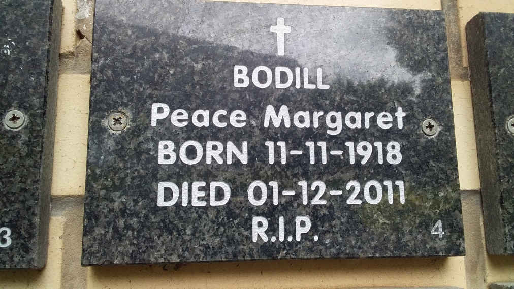BODILL Peace Margaret 1918-2011