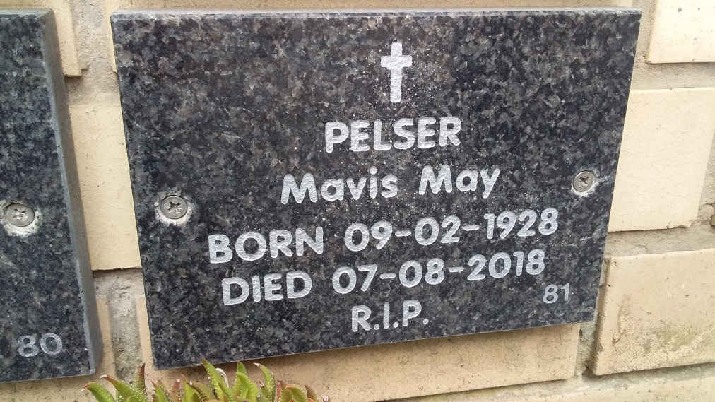 PELSER Mavis May 1928-2018