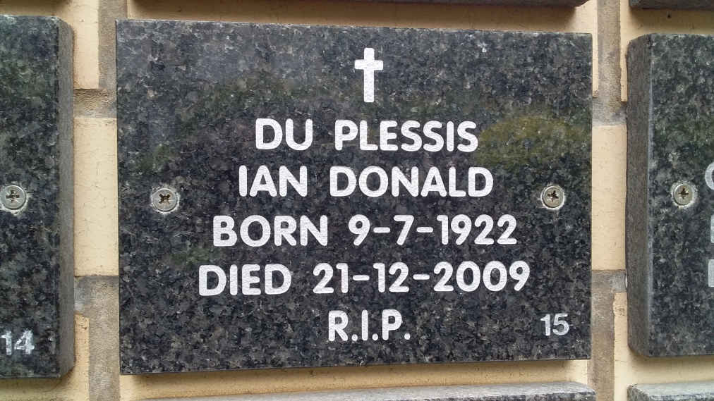 PLESSIS Ian Donald, du 1922-2009