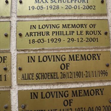 ROUX Arthur Phillip, le 1929-2001 :: SCHOEKEL Alice 1901-1996