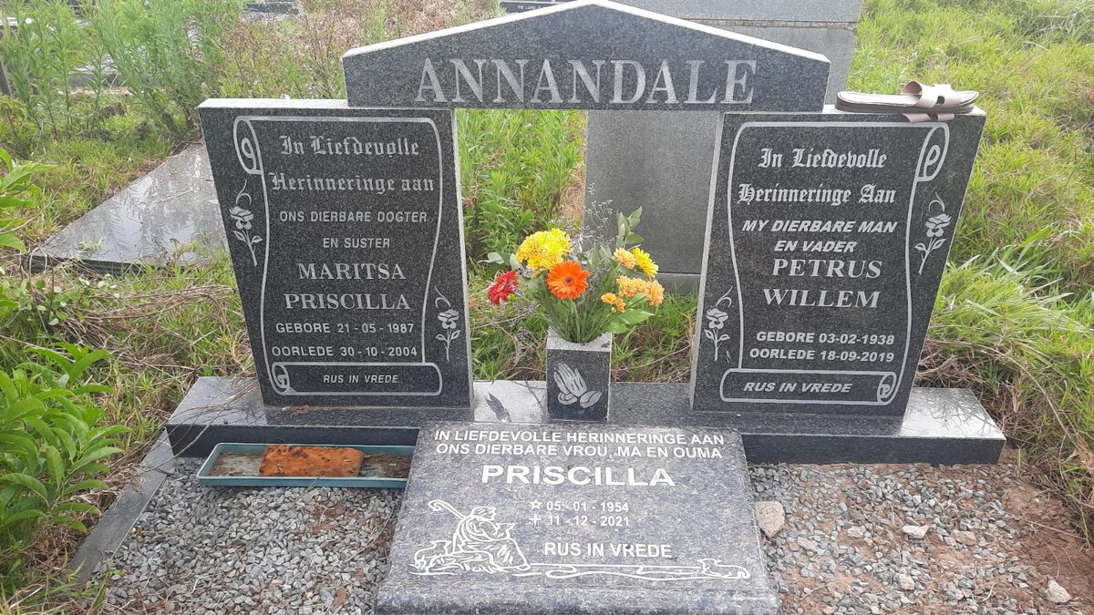 ANNANDALE Petrus Willem 1938-2019 & Priscilla 1954-2021 :: ANNANDALE Maritsa Priscilla 1987-2004