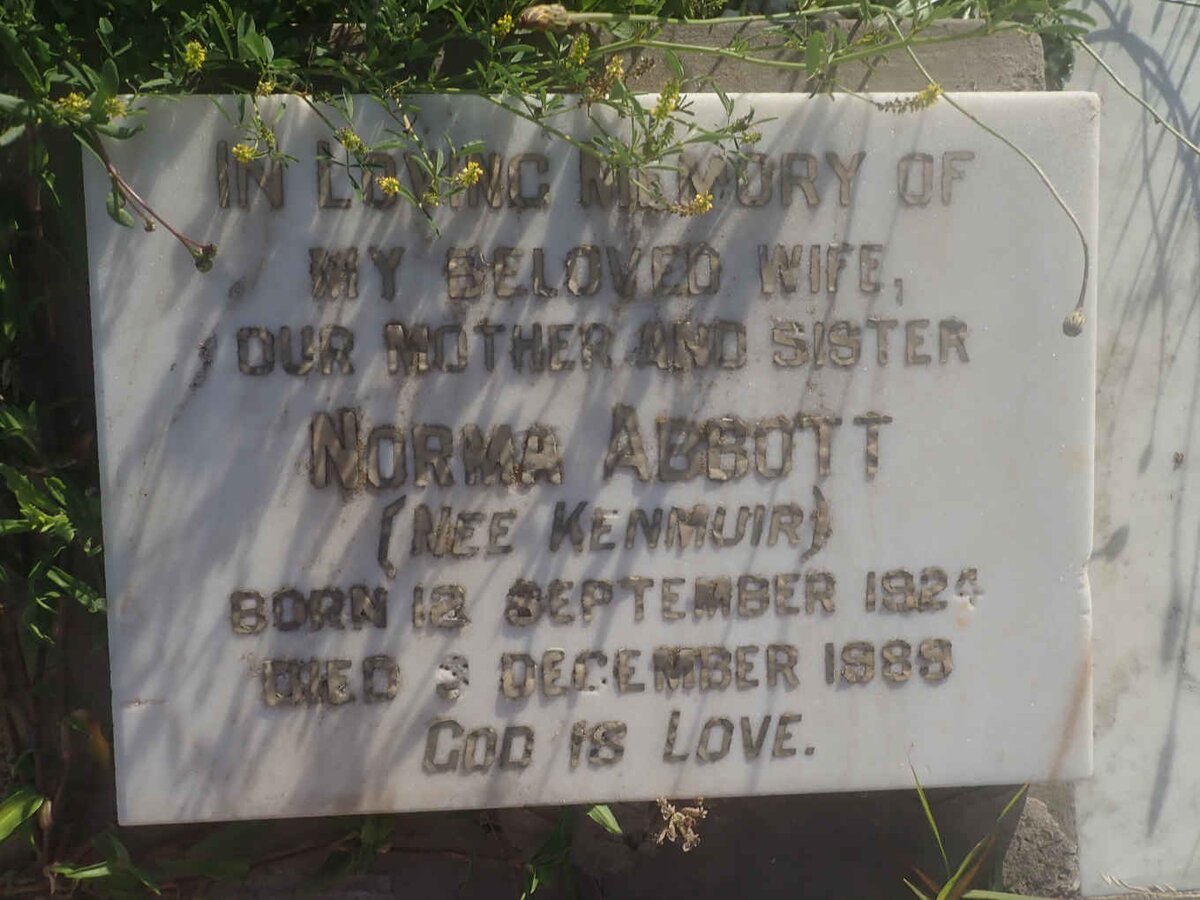 ABBOTT Norma nee KENMUIR 1924-1989