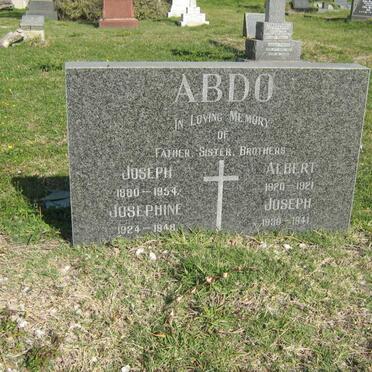 ABDO Joseph 1880-1954 &amp; Josephine 1924-1948 ::  ABDO Albert 1920-1921 ::  ABDO Joseph 1938-1941