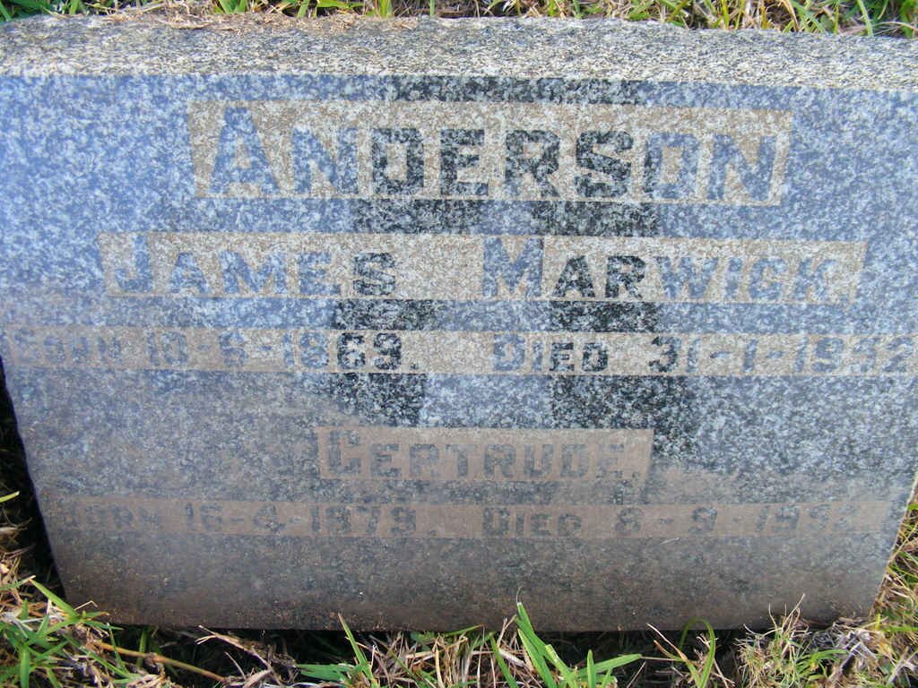 ANDERSON James Marwick 1869-1942 &amp; Gertrude  1879-1952