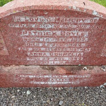 BOYLE Patrick 1877-1942 &amp; Anna Cornelia -1969 :: BOYLE Aileen -1976