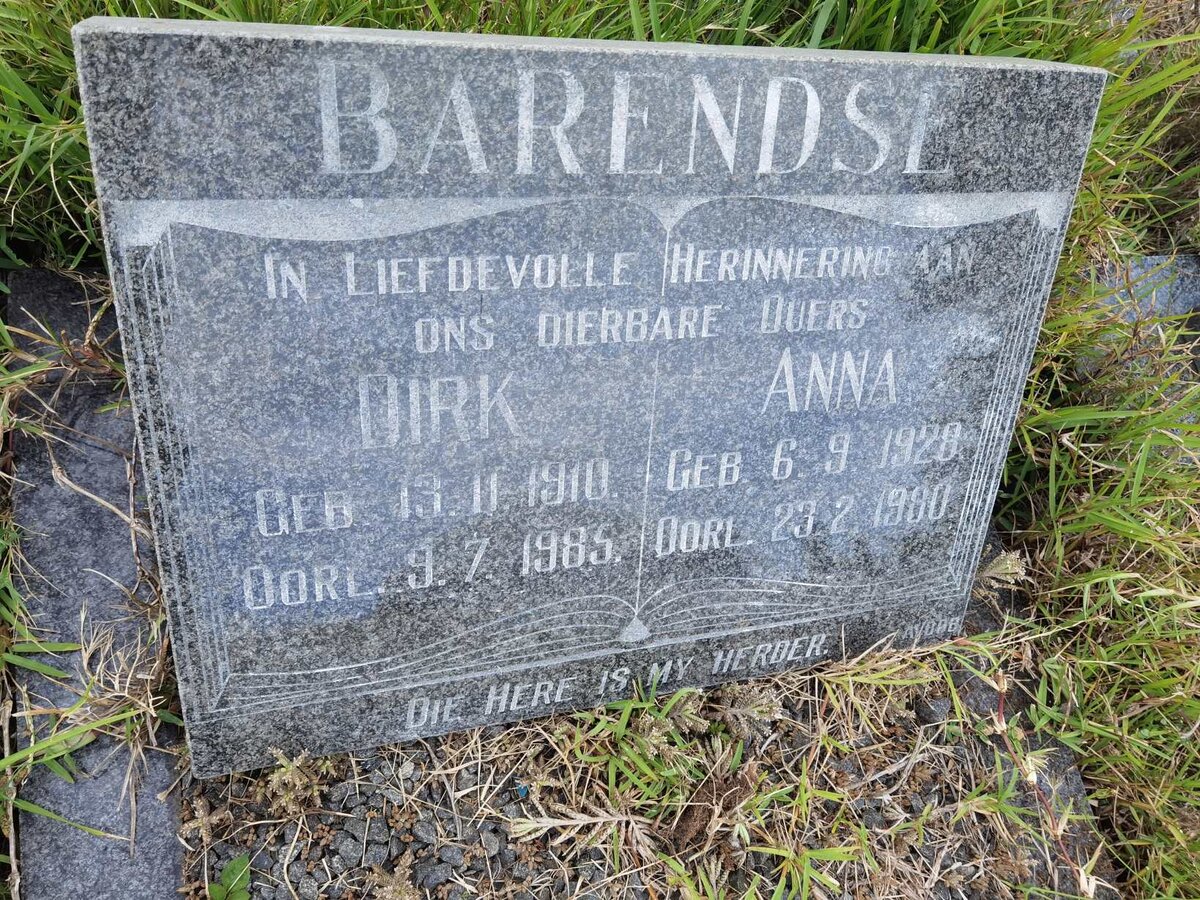 BARENDSE Dirk 1910-1985 &amp; Anna 1928-1980