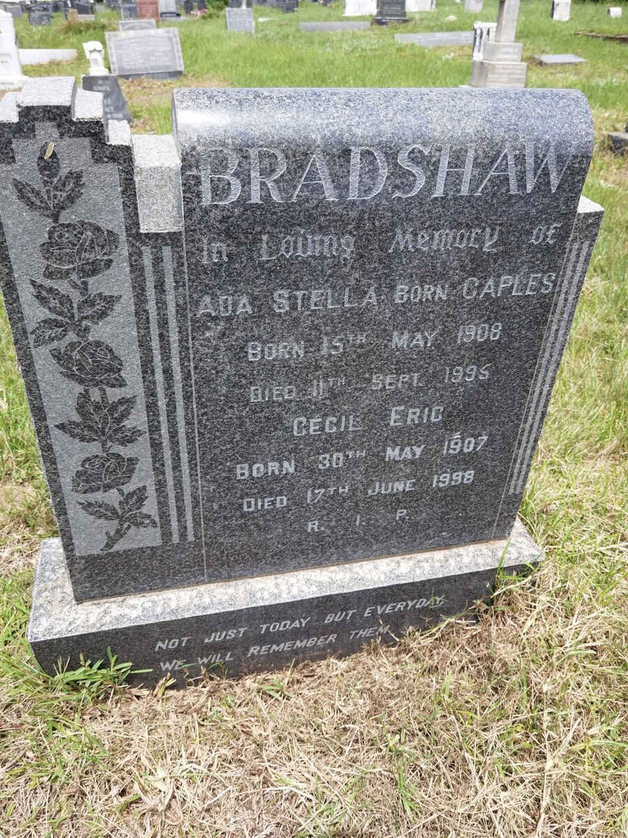 BRADSHAW Cecil Eric 1907-1998 &amp; Ada Stella CAPLES 1908-1995