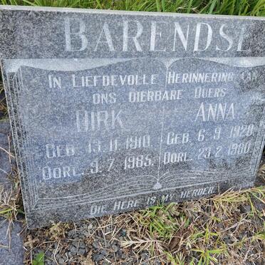 BARENDSE Dirk 1910-1985 &amp; Anna 1928-1980
