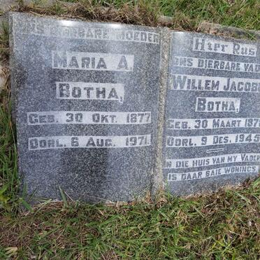 BOTHA Willem Jacobus 1876-1945 &amp; Maria Aletta ENGELBRECHT 1877-1971